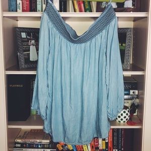 [Gap] chambray off the shoulder blouse